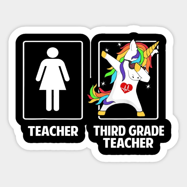 Third Grade 3rd Teacher Unicorn Dabbing Funny Gifts Sticker by JensAllison